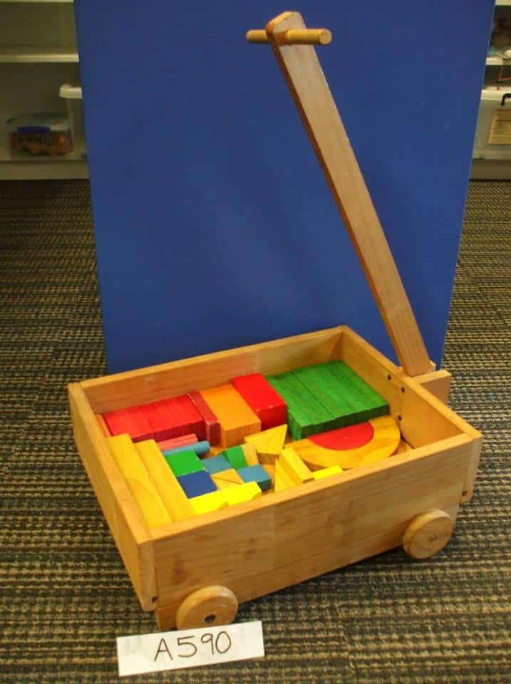 Wooden Pull Trolley with Blocks