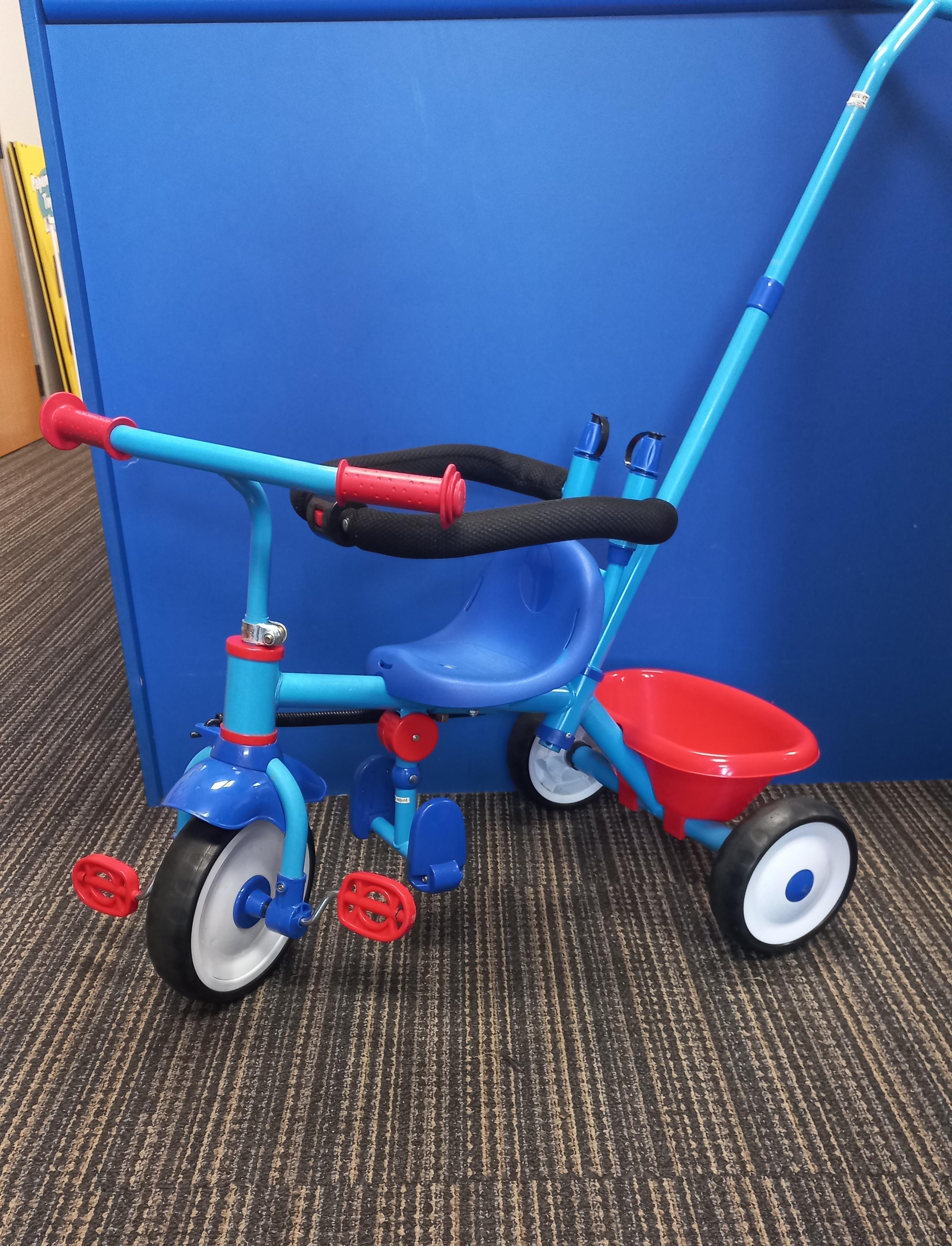 Red and Blue Trike with Parent Handle