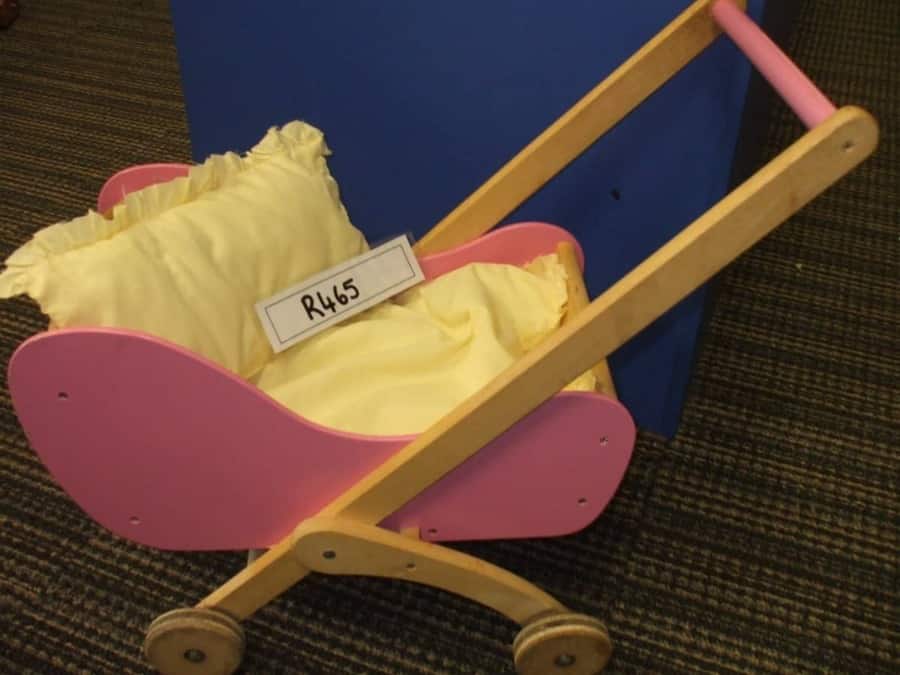 Pink Wooden Dolls Buggy